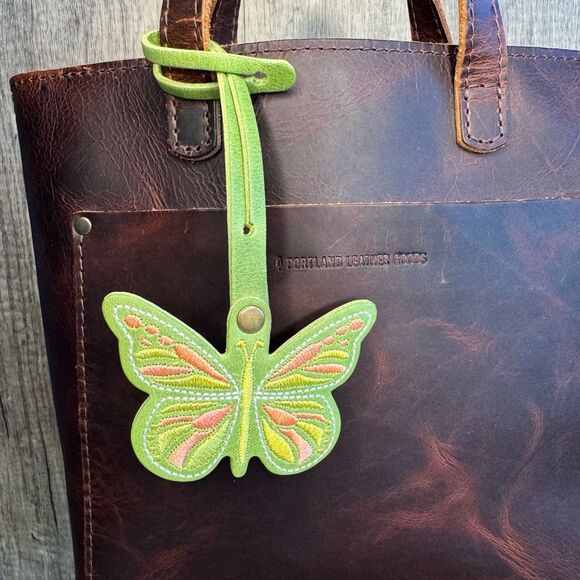 GREEN APPLE Portland Leather Butterfly  Charm FAST SHIP Monarca Charm - Picture 1 of 3